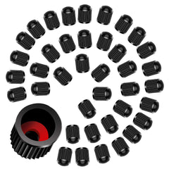 40pcs Tyre Valve Caps, Plastic Car Tyre Valve Dust Caps Universal Tire Stem Covers with Red Seal Ring, Black Wheel Dust Caps for Cars, Bikes, Trucks, Bicycle and Motorbike - Airtight Seal   Screw-On