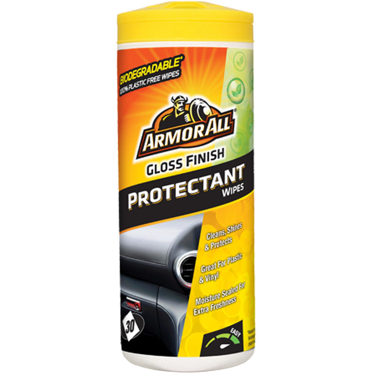 Armor All GAA36030EN Dashboard Wipes Gloss Finish 30 Wipes, Yellow