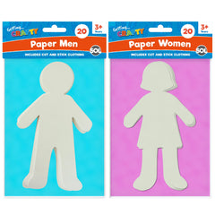 40pk Paper People Cut Outs   Craft Paper For Kids   Paper Dolls Cut Out People   Paper Cut Outs People Cardboard Cutout   Paper Dolls Craft Packs for Children Arts Crafts   The Cut-Out Girl and Boy