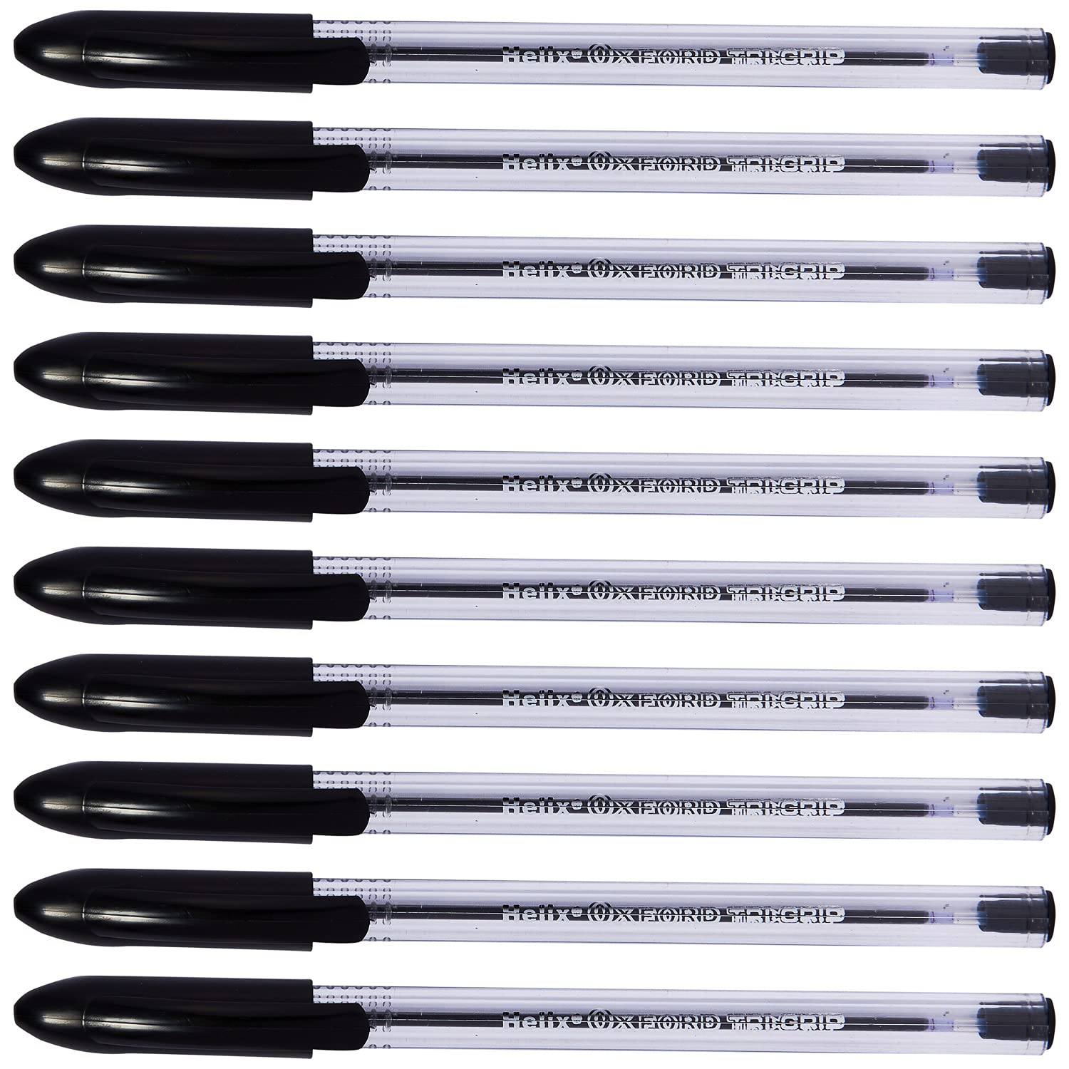 Helix Oxford Tri-Grip Ballpoint Pens (x10 Pack Black Ink) with Plastic Free Packaging