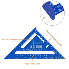 Senbaler 7 inch Carpenters Speed Square Metric,Roofing Rafter Square, Thickened Aluminum Alloy Triangle Ruler Protractor,Layout Tool Kit for Builders Joiners