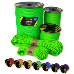 EdcX Paracord 4mm, 35and Solid Colors (10m, 15m, 30m, 50m, 100m, 300m)   Ideal for Crafting, DIY, Camping, Survival, Outdoor   100% Nylon Rope 4mm   Tactical Cord 550 Type III (Neon Green, 100 m)