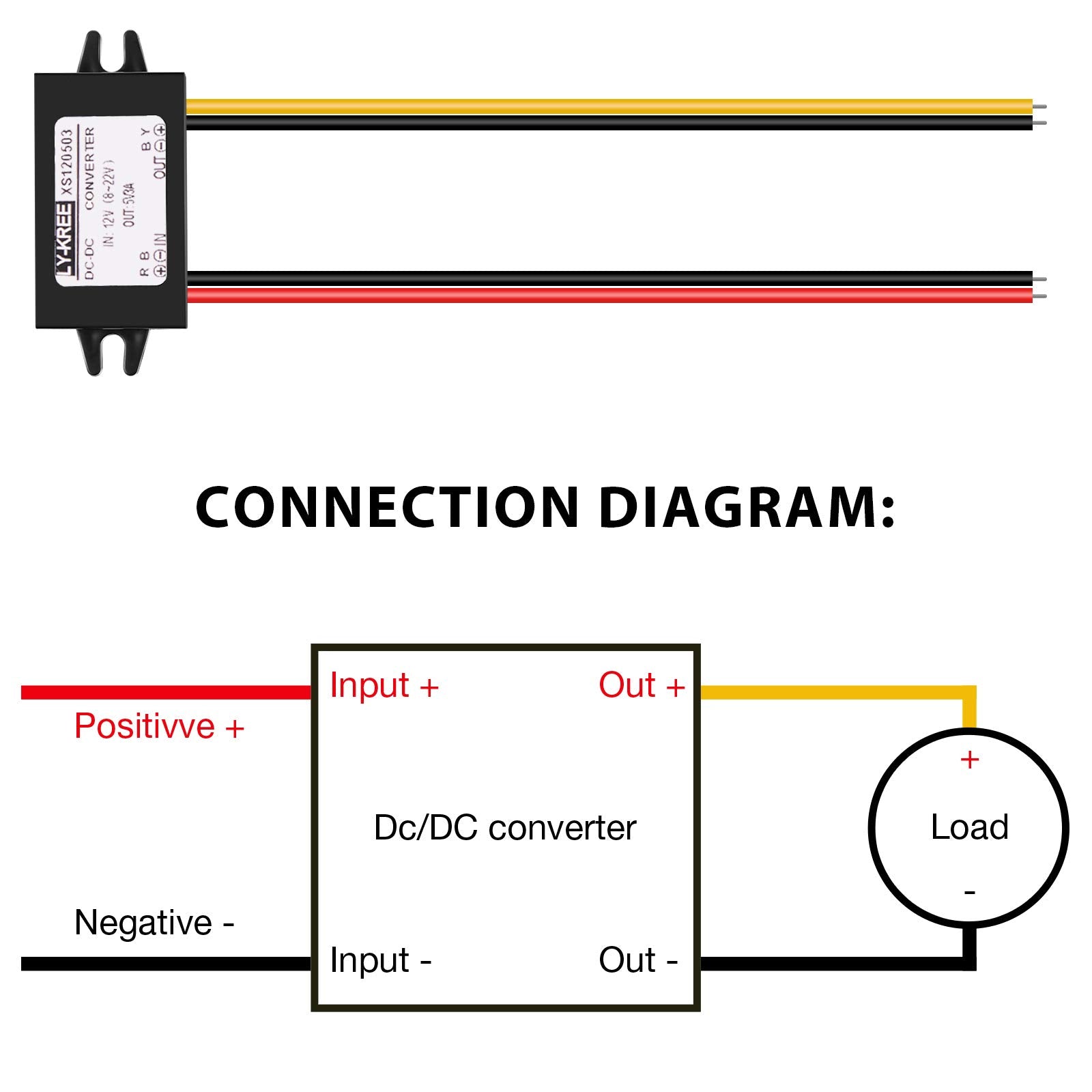 Direct Current Converter 12V to 5V 3A 15W Buck Converter Module, Reduced Voltage Regulator Car Power Converter Output Power Adapter, Wire Interface (1 Piece)