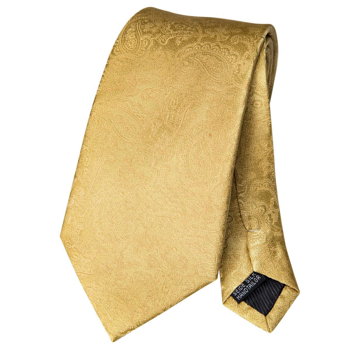 Dubulle Gold Extra Long 63inch Tie Paisley Set for Men Floral Necktie Handkerchief Cufflinks Party