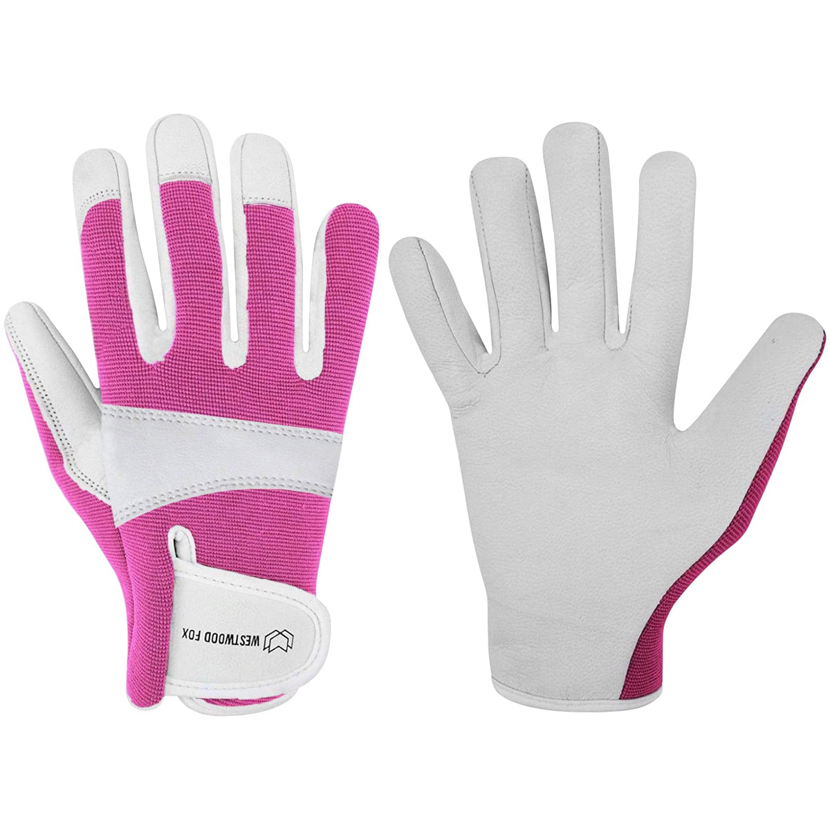 WESTWOOD FOX Gardening Gloves Leather Thorn Safety Working Heavy Duty Work Gloves for Women and Men Garden Tools Mechanic Breathable Gardener Non-Slip Rigger Gloves Protective Gift (Pink, XS)