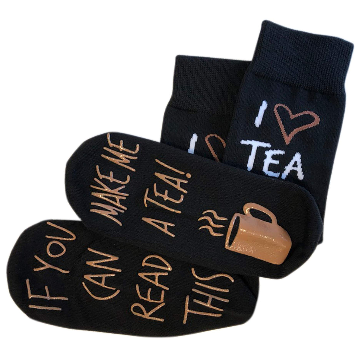 'If You Can Read This Make Me A Tea!' Funny Novelty Socks - Gift For Those People That Love Tea (Black) One Size