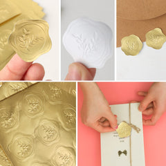 240 pcs Envelope Seal Stickers Gold Flower Branches Seal Stamp Stickers Self-Adhesive Envelope Sticker for Wedding Invitations Envelope DIY Decorations Party Favors