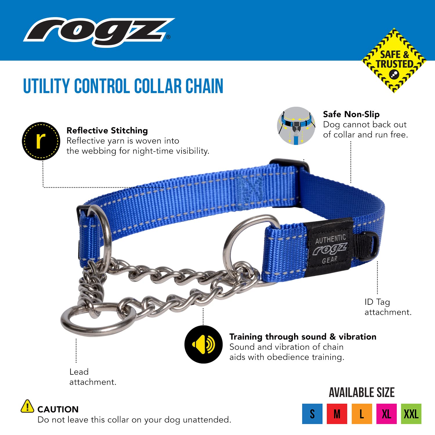 Rogz Utility Large 3/4-Inch Reflective Fanbelt Obedience Half-Check Dog Collar, Red