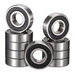 HiPicco 6201-2RS Deep Groove Ball Bearings, ID 12mm x OD 32mm x Width 10mm Double Rubber Sealed Ball Bearing Pre-Lubricated Chrome Steel Z2 Lever 10pcs