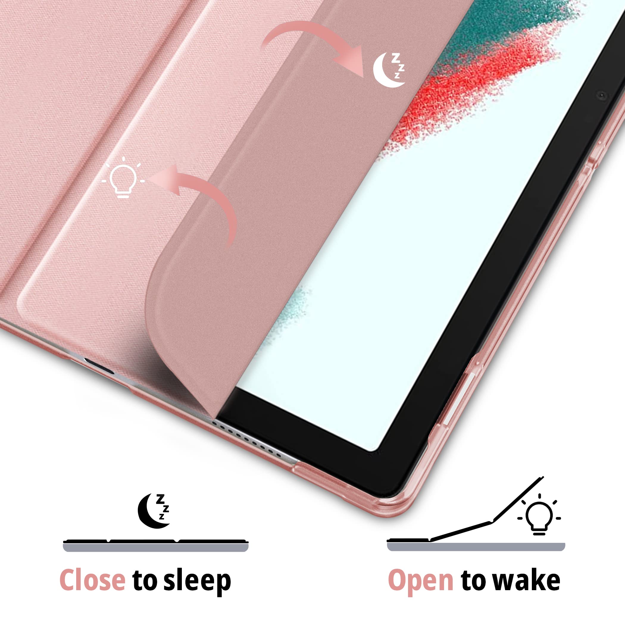 CACOE Case for Samsung Galaxy Tab A8 10.5 2021 Tablet (SM-X205N/ ‎X200N), Ultra Slim Folding Hard Back Shell Stand Cover for Samsung Tab A8 10.5 Inch Tablet, Rose Gold