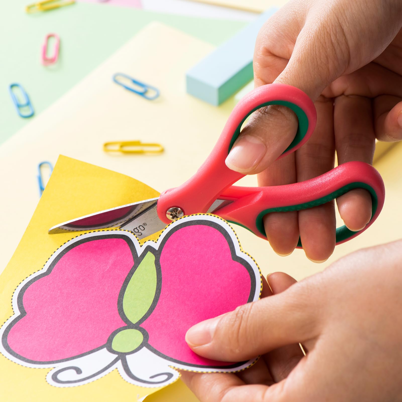 LIVINGO Children Craft Scissors Set: 5 Inch Small Stainless Steel Kids School Art Stationary with Pointed Tip - Cutting Paper Ribbon DIY Supplies for Girls Boys - Right and Left