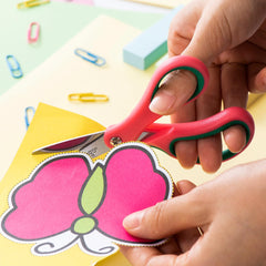 LIVINGO Children Craft Scissors Set: 5 Inch Small Stainless Steel Kids School Art Stationary with Pointed Tip - Cutting Paper Ribbon DIY Supplies for Girls Boys - Right and Left