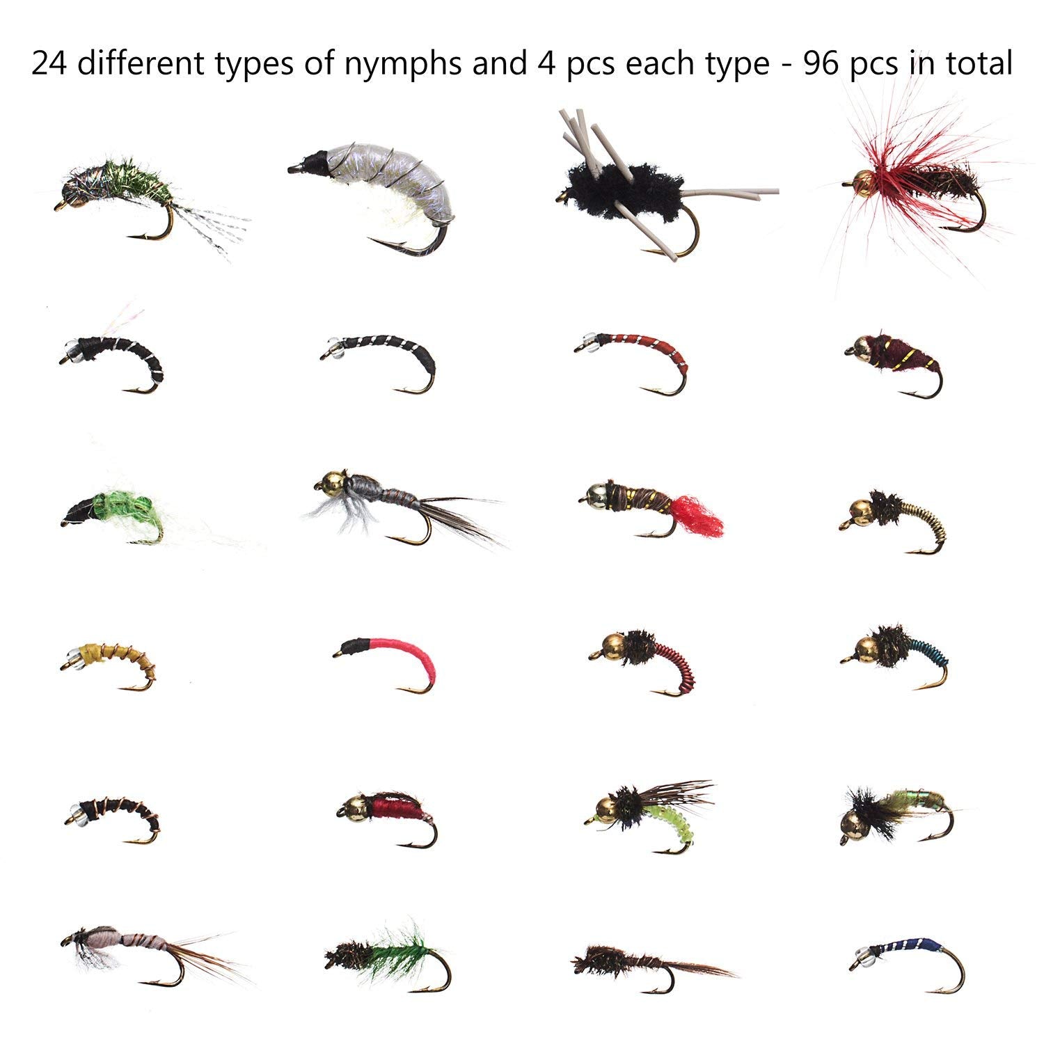 Bassdash Fly Fishing Lures Kit with Box Nymph Beadhead Wet Fishing Dry Flies for Trout Bass Salmon