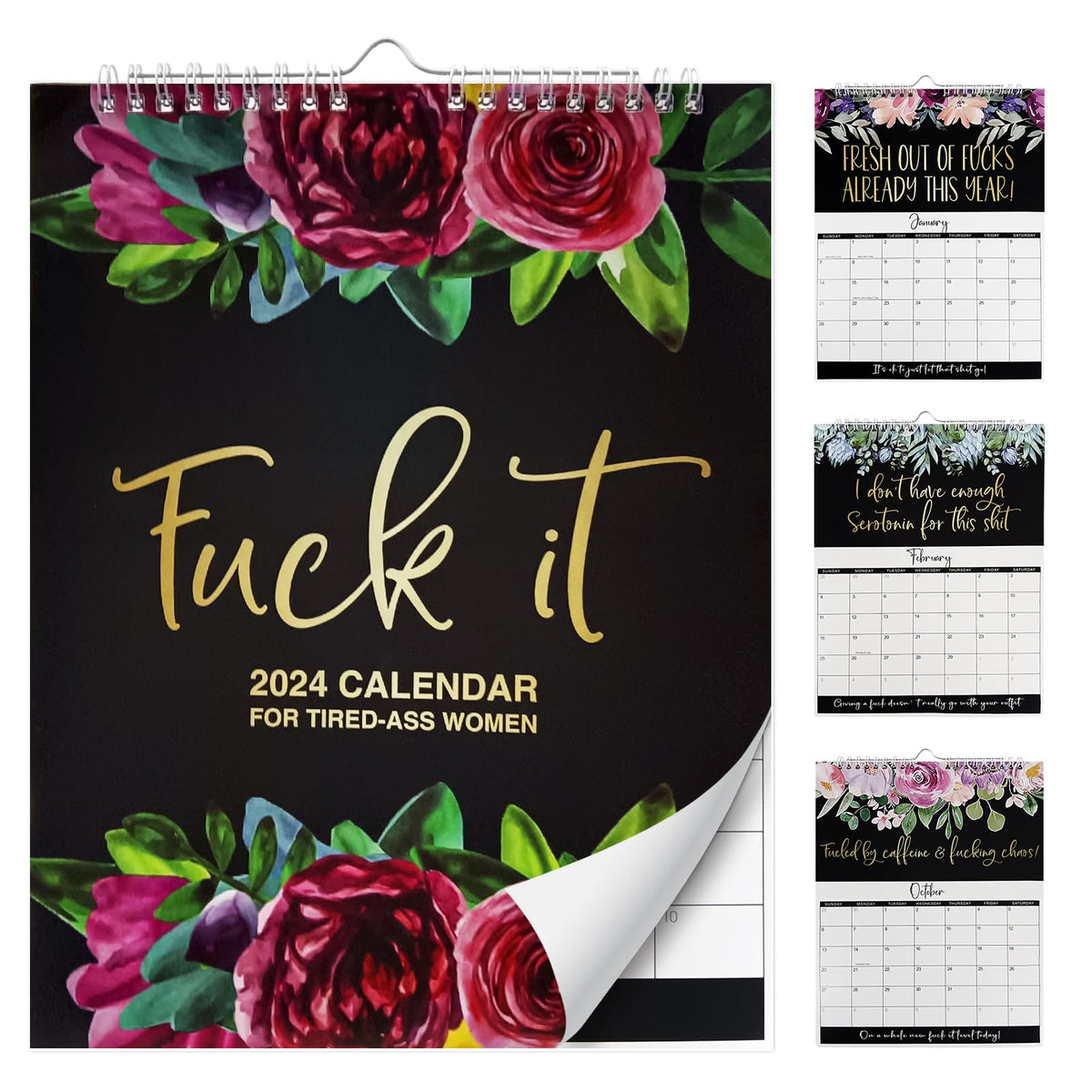 Calendar 2024 UK for Tired-Ass Women 2024 Fu_ck it Calendar 2024 Wall Calendar UK Monthly Calendar Gag Gift for Women Sweary Calendar 2024 Calendar Family Calendar 2024 for Home Office