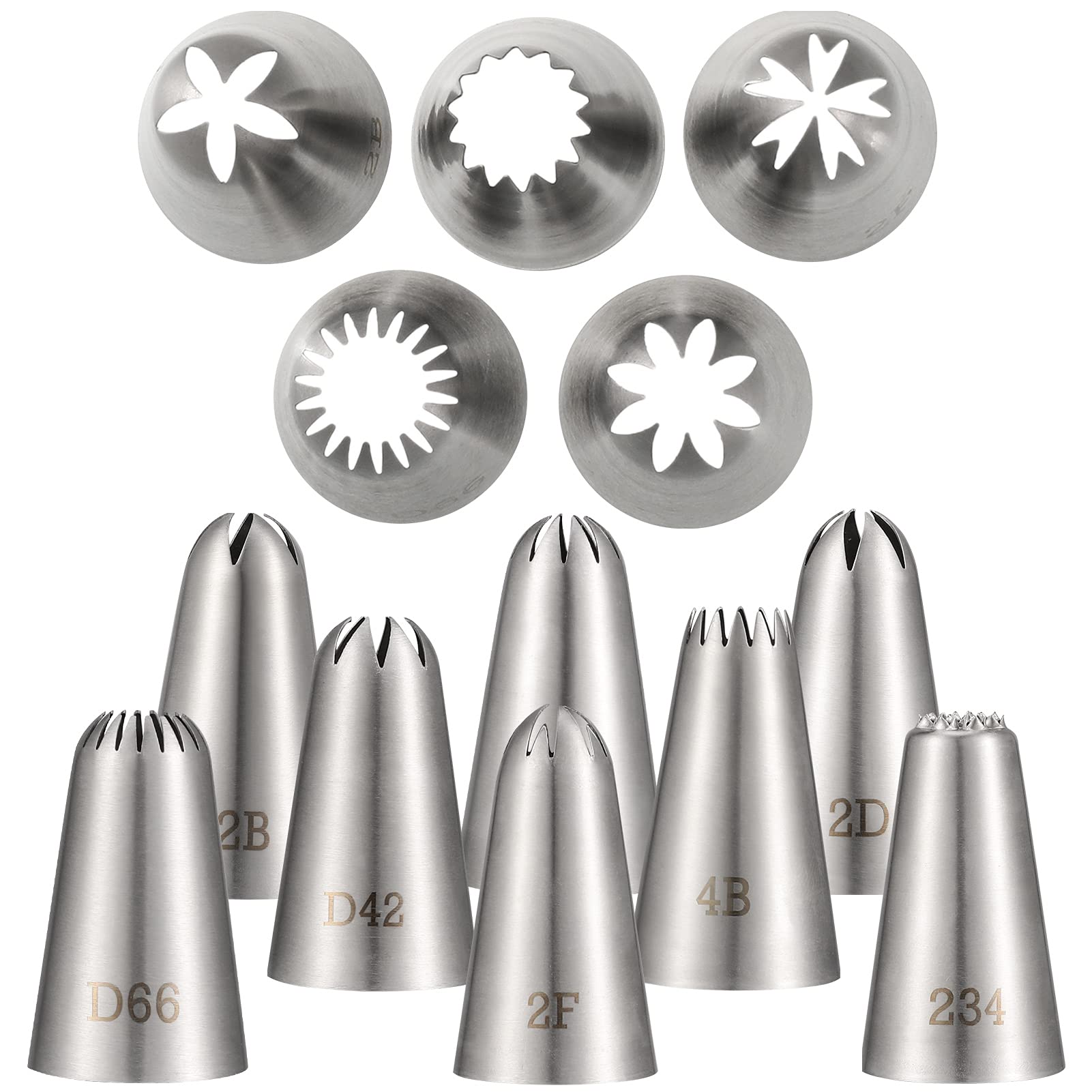 Fanshiontide 8 Pack Large Piping Tips, Seamless Stainless Steel Icing Piping Nozzle Tip Set for Cupcake Cookie Cake Decorating