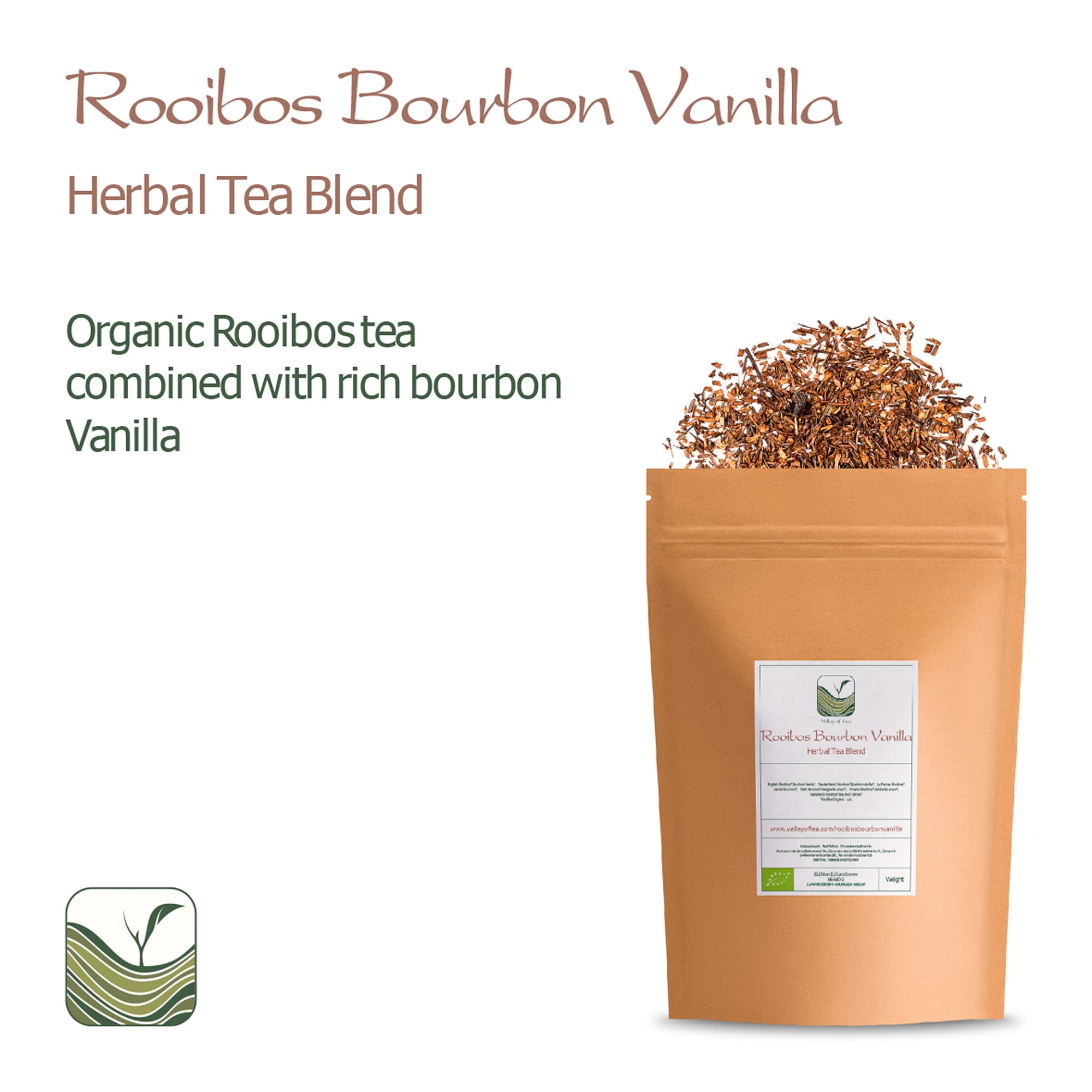 Rooibos Bourbon Vanilla - Organic Red Bush Tea - South African Redbush 100g