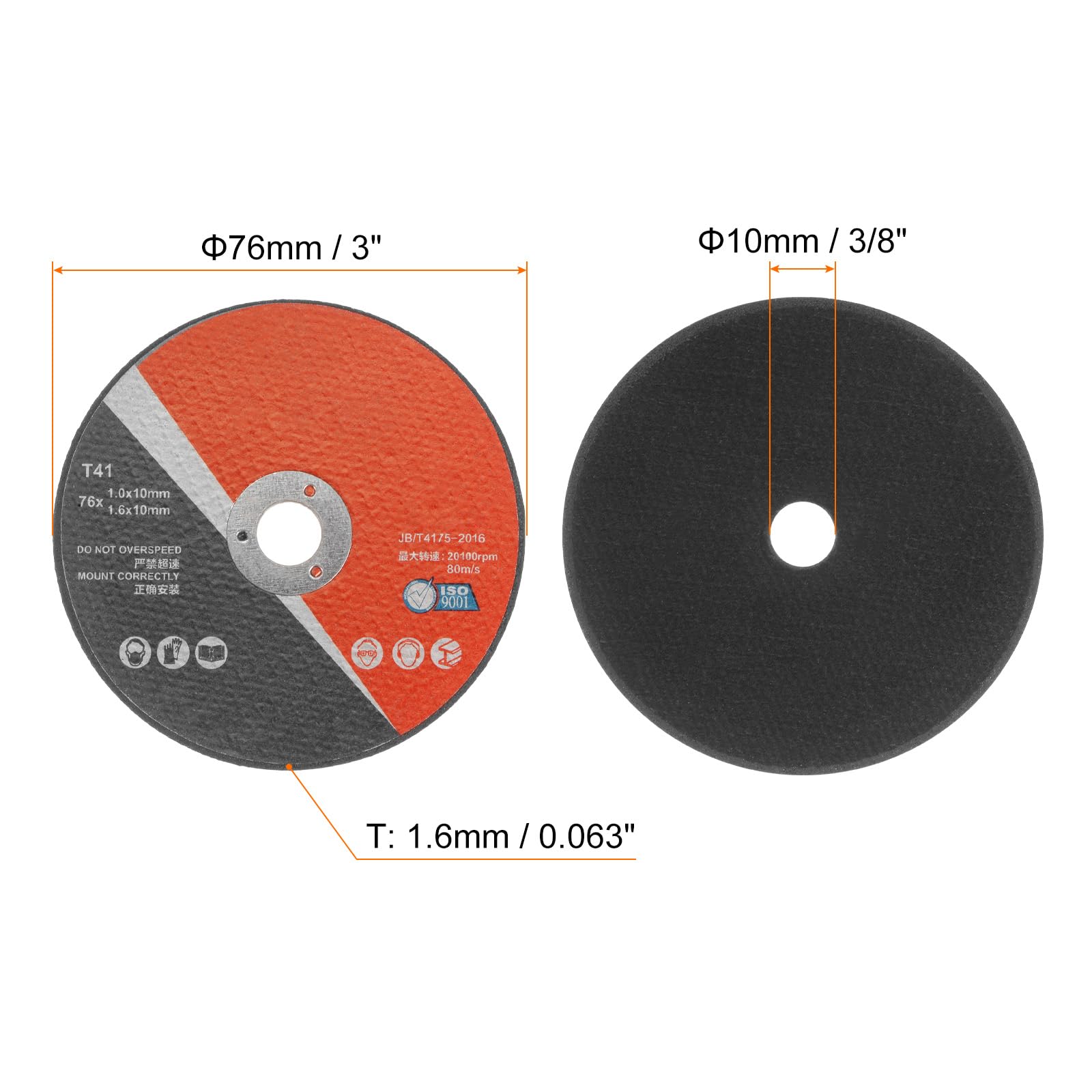 sourcing map 12pcs Cut Off 10mm x 76mm x 1.6mm Thin Metal Stainless Steel Fast Clean Cutting Disc Cutting Wheels Metal Grinding Wheels for Angle Grinder, Black