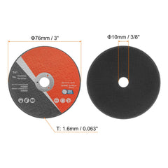 sourcing map 12pcs Cut Off 10mm x 76mm x 1.6mm Thin Metal Stainless Steel Fast Clean Cutting Disc Cutting Wheels Metal Grinding Wheels for Angle Grinder, Black