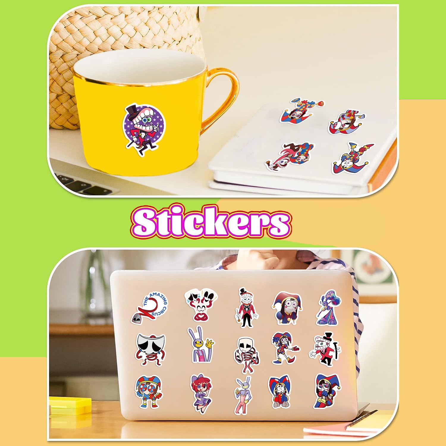 The Amazing Digital Circus Stickers Pack 50Pcs for Water Bottle, Skateboard, Laptop, Phone, Journaling, Vinyl Decals for Kids, Toddlers, Teens, Adults