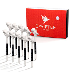 SWIFTEE Premium 10 Degree Golf Tees for Driver or Iron - Help Reduce Spin & Slice, Improve Distance & Precision (Pack of 10 Tees) (White, 83mm)