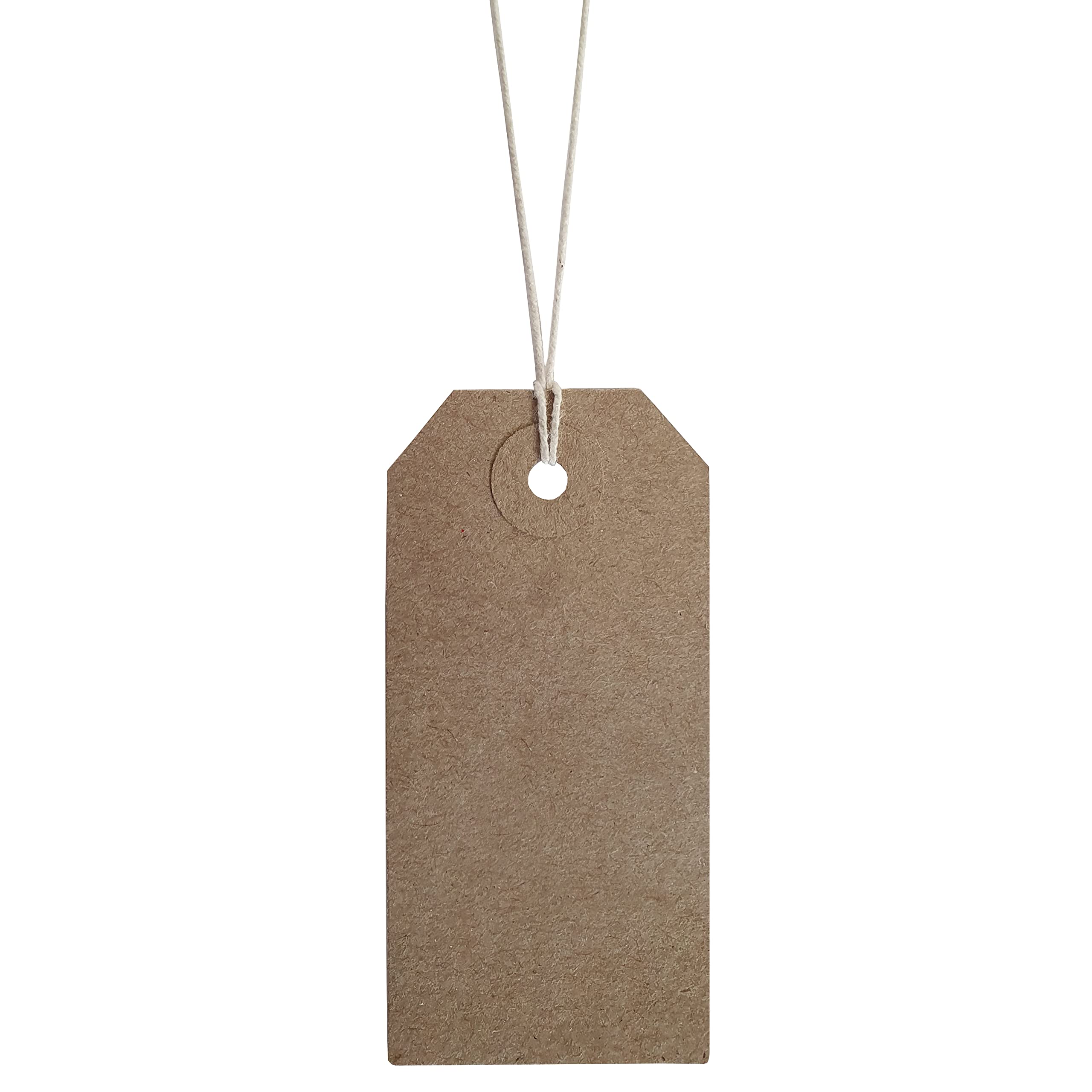 Swift Strung Tags Brown Reinforced Card Clothing Parcel Label String Hanging Gift Swing Tickets Kraft Hang Price Labelling 83mm x 41mm (Pack of 100)