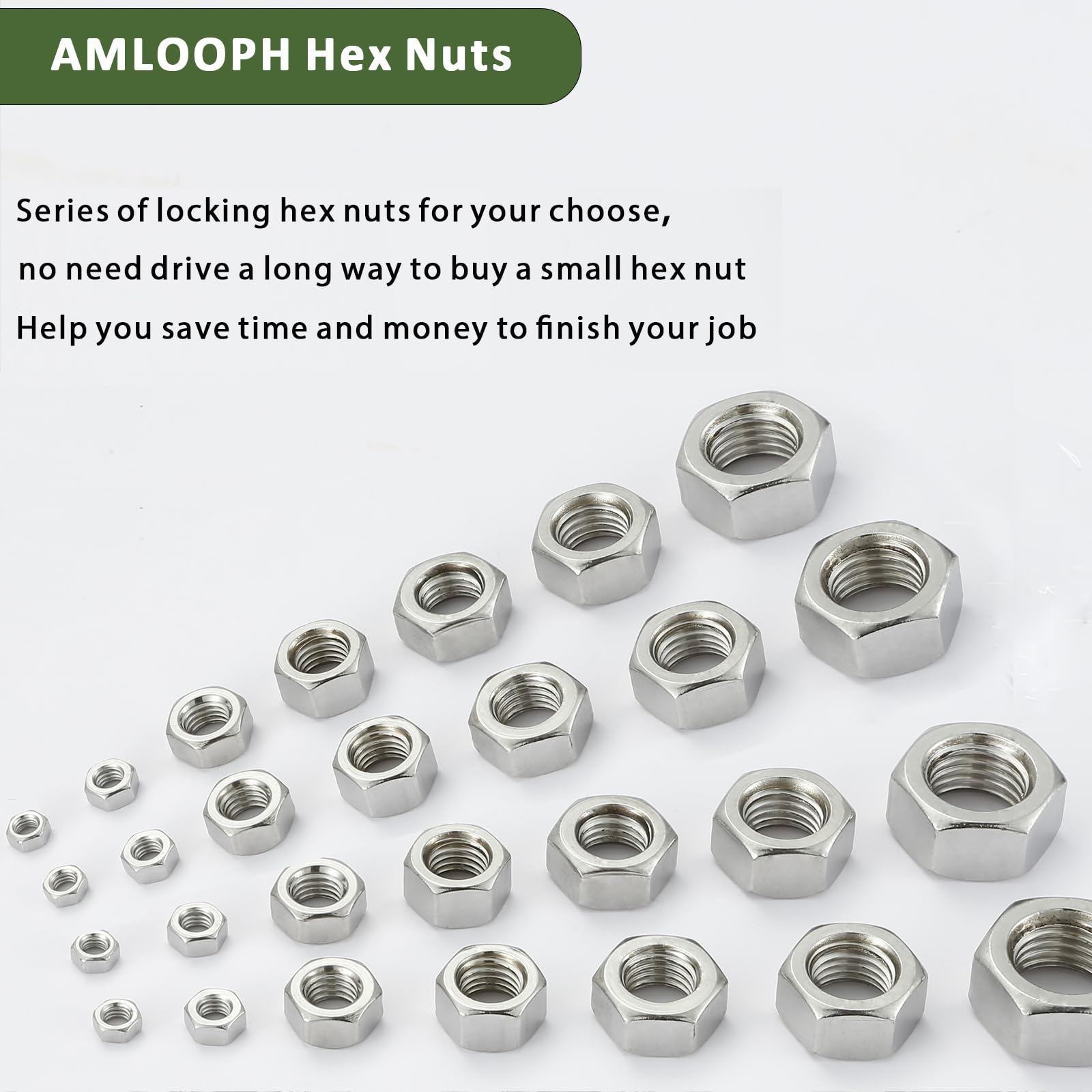 AMLOOPH M20 Nuts, 20mm M20 Zinc Plated Alloy Steel Hex Nuts -DIN934 Hex Hexagon Full Lock Nuts M20 For M20 Bolts & Threaded Rod (Pack Of 20)