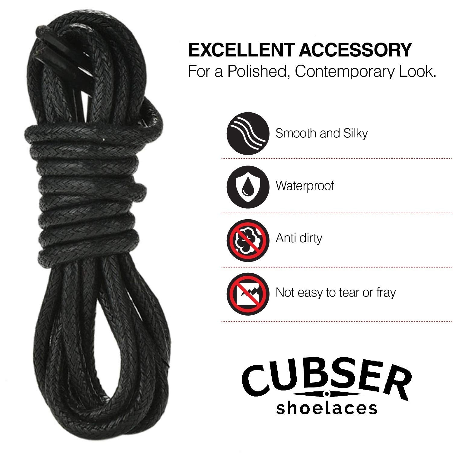 Round Shoelaces (2 Pairs) Premium Waxed Durable Thin 3mm Laces for Dress Casual Oxford Shoes (90 CM, Brown)