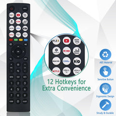 Universal Remote Control for Hisense TV Remote Control Replacement for Hisense VIDAA TV 40A4KV 32A4KV 43A4KV with TV Control Function, 12 Shortcut Buttons for Netflix, YouTube, Plex