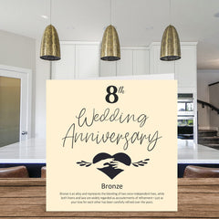 8th Anniversary Card for Husband Wife Boyfriend Girlfriend - 8th Wedding Anniversary - Bronze Wedding Anniversary Card for Women Men Her Him, 145mm x 145mm Greeting Cards for Fiance Fiancee
