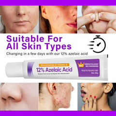 Azelaic Acid Serum Cream, Brightening Face Skin Care Treatment for All Skin Types 20G