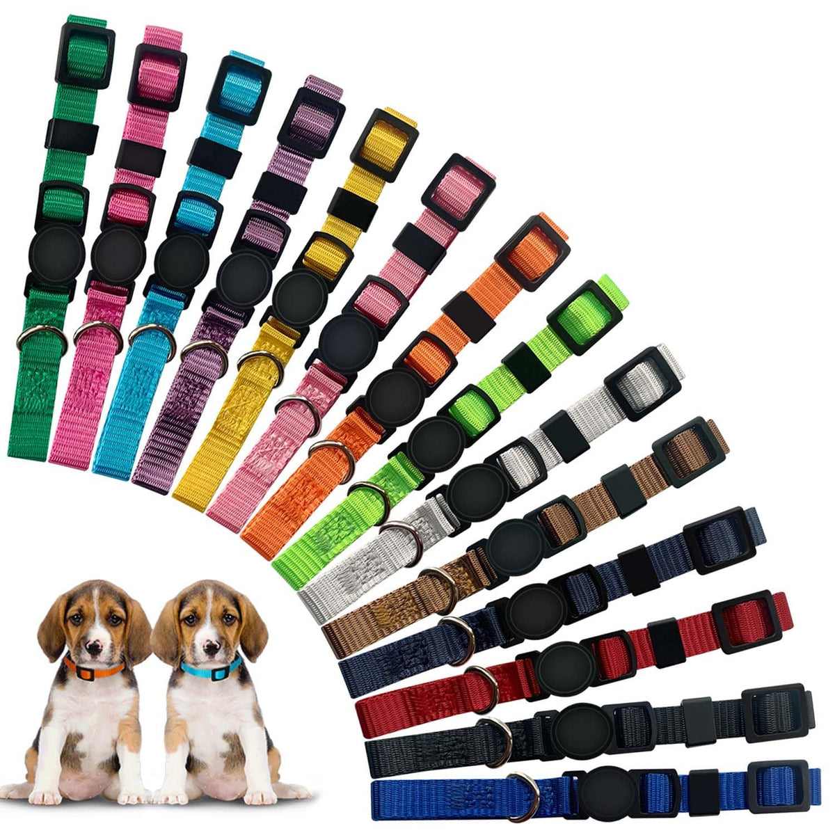 Puppies Whelping Collars 14 Colors Super Soft Nylon Puppy ID Collar Adjustable Breakaway Safety Whelping Litter Collars for Newborn Pet Puppy Kitten (M)