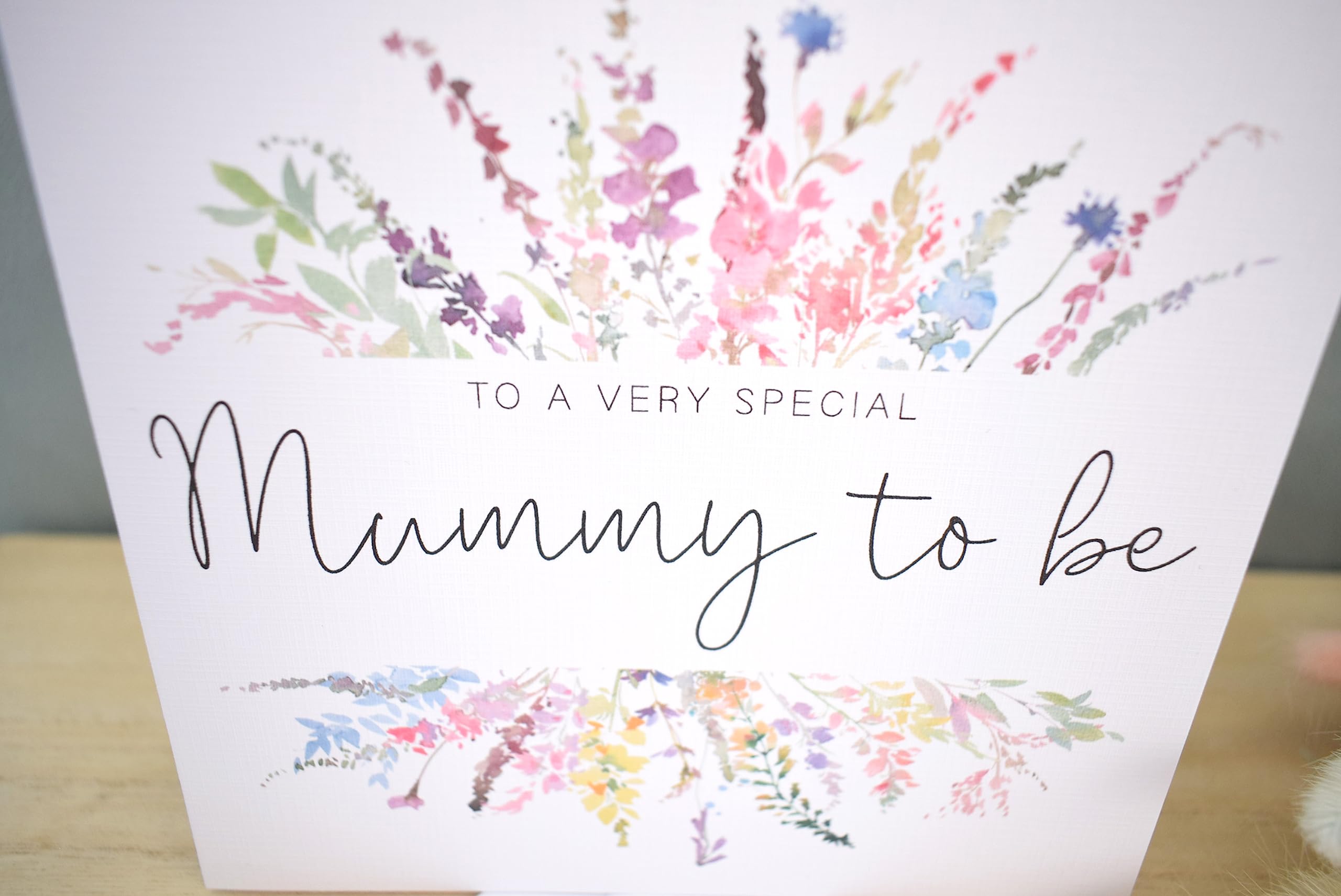 Very Special Mummy To Be Card   Pregnancy Congratulations   Baby Shower Card   Rainbow Spring Summer Florals   Square Modern Greeting Card