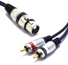 Vitalco XLR Female to 2x Cinch Stereo Cable, Microphone Cable, 3-Pin to Chinch Adaptor, 1.5 m