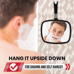 MIRRORVANA Large & Comfy Hand Held Mirror with Handle - Professional Salon Model in Silver (Black (Small, Double-Sided))