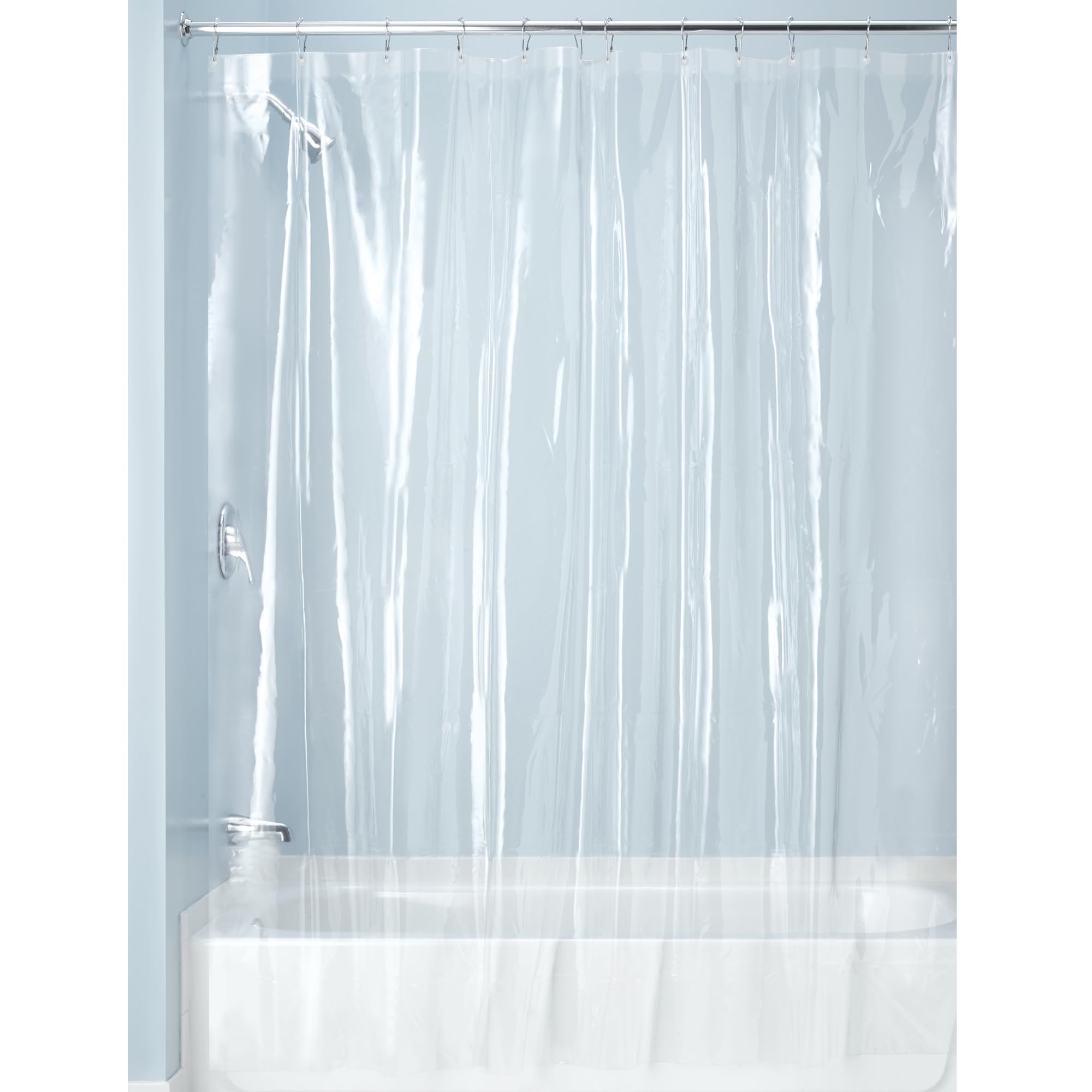 iDesign 3.0 Clear Shower Curtain, Transparent Bathroom Liner, Made of Mould Proof PEVA, 183 cm X 183 cm, 183.00 x 183.00 cms