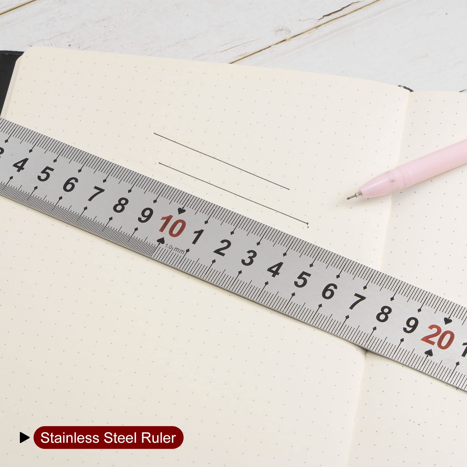 sourcing map 2pcs Stainless Steel Ruler 6-inch/15cm Metal Rulers 0.75 inches Wide, Inch and Metric Graduation Straight Edge Measuring Tool