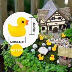 100PCS Mini Resin Ducks, Realistic Shape Tiny Ducks Cute Miniature Toy Baby Bath Time Toys Mini Rubber Ducks Ornaments for Aquariums, Dollhouses, Potted Plants, Garden Landscapes Decoration