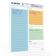 A5 To Do List Pad – 52 sheet Daily Checklist planner – 3 section undated desk organiser by Noted – 21x15cm - for work, study revision and home planning – colourful 100gsm