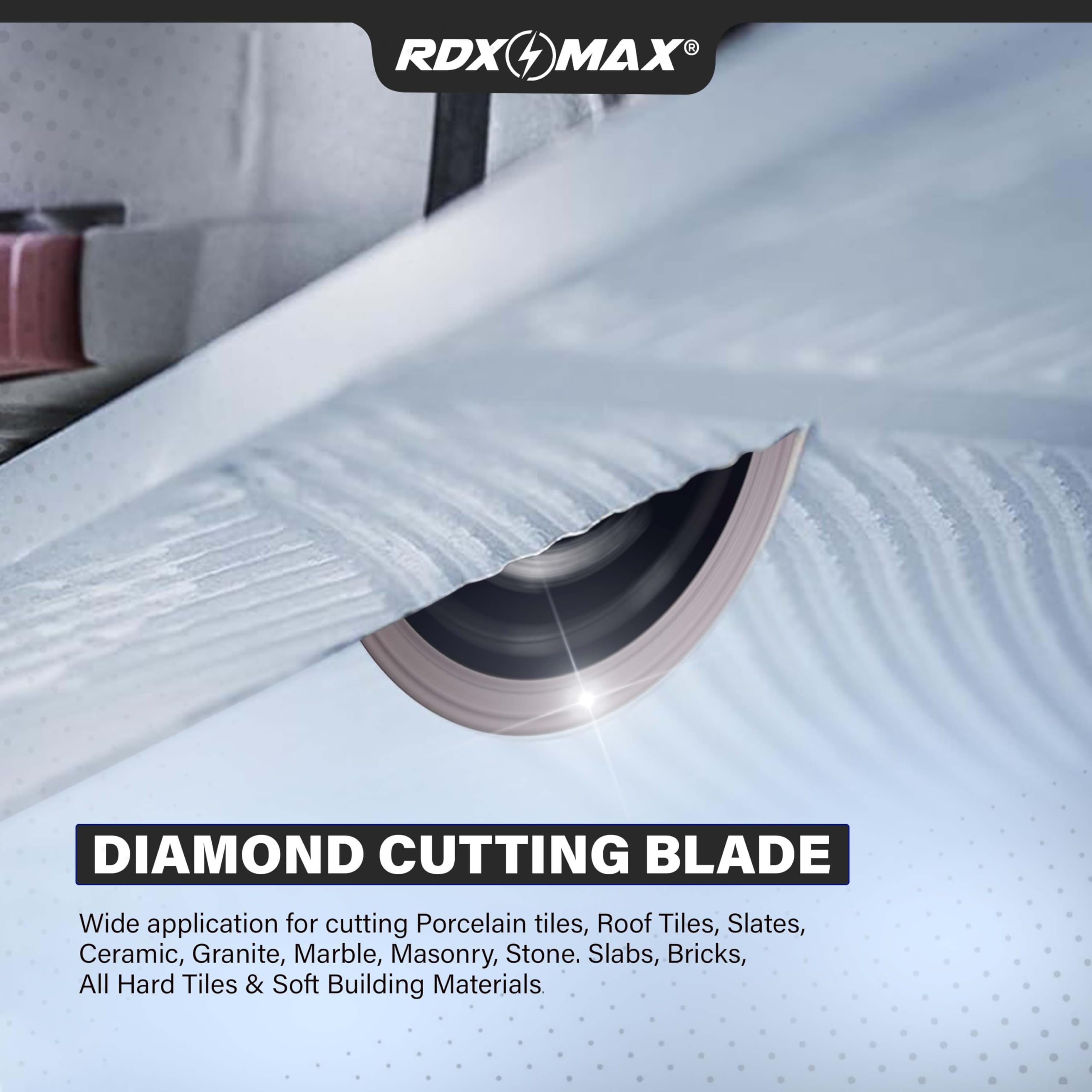 RDXMAX ® 125mm Diamond Cutting Discs for Angle Grinder - Super Thin Fast, Clean Cut on Porcelain, Granite, Marble, Concrete, Tiles, Stones, Bricks & Ceramics- 4.5 inches Wheel - Size 125 x 1.4 x 22.23mm