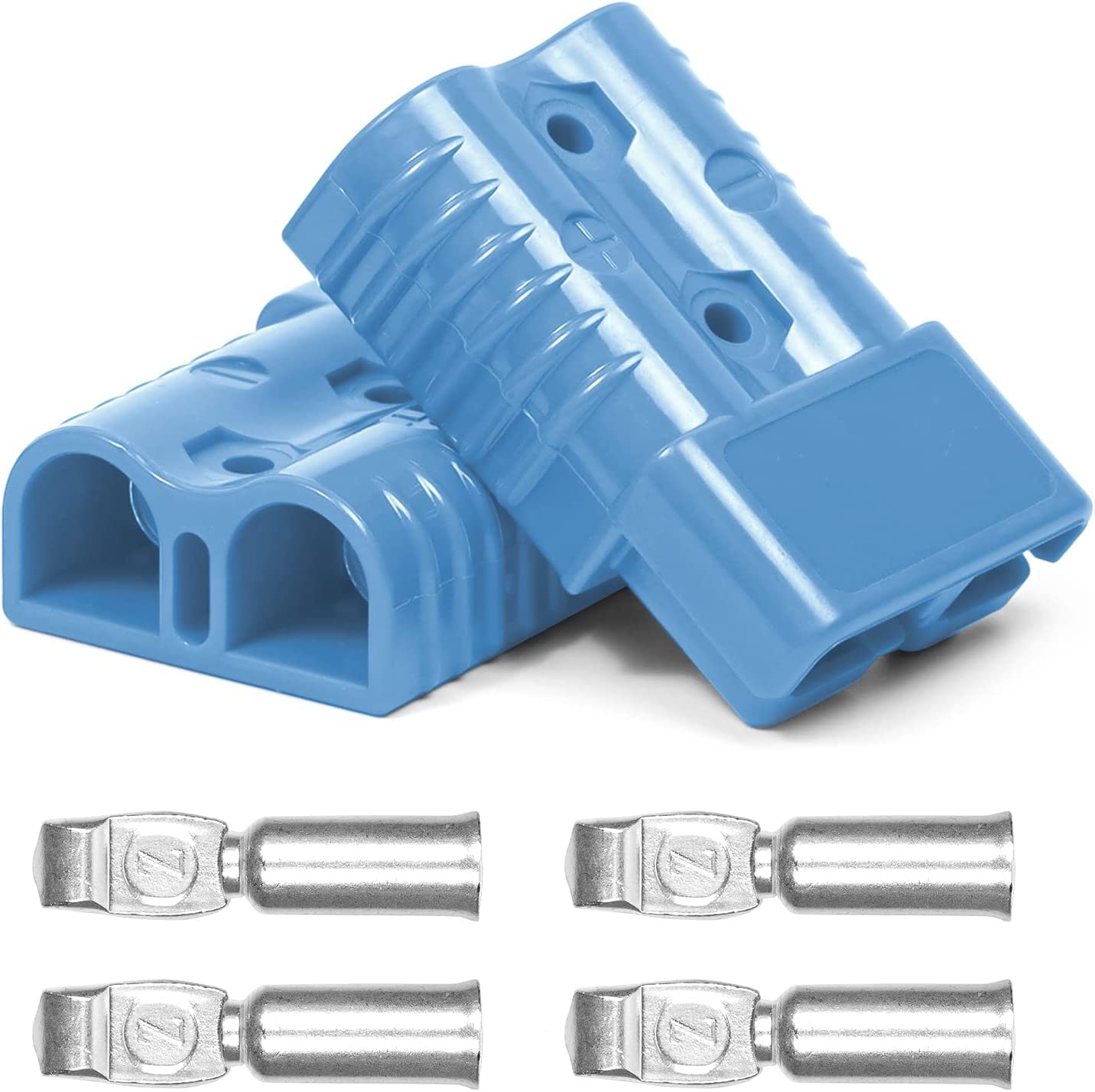 Bohaner 10Pcs Anderson Connector 50A 24V/600V Battery Quick Disconnect Connector Modular Power Connectors Anderson plug Quick Plug Kit (Blue 50A)