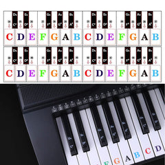 Jagowa Piano Sticker for 88/61/54/49/37 Keys Colorful Transparent Removable Electronic Piano Keyboard Stickers for Beginners Kids