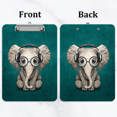 Piasoenc Plastic Clipboard, Cute Decorative Clipboards, 12.5 inches x 9 inchesinch, A4 Standard Letter Size Hard Clipboard with Metal Clip, Office Clip Boards for Nurses, Students, Office, Elephant