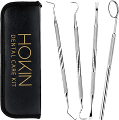 HOKIN Plaque Remover Teeth Cleaning Tool 4 Pcs Dental Care Kit Tooth Filling Repair Set Stainless Steel Dental Tools for Men Women Kids and Pet Care