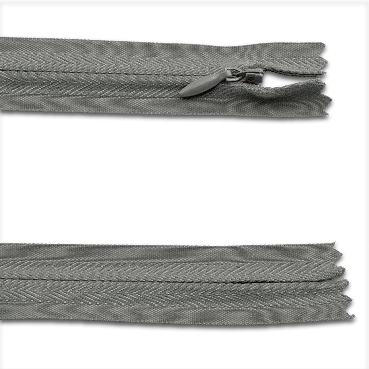 3 X Invisible Zips   Grey, 22 Inch / 55cm   Closed-Ended Concealed Zipper for Sewing by UMTMedia®