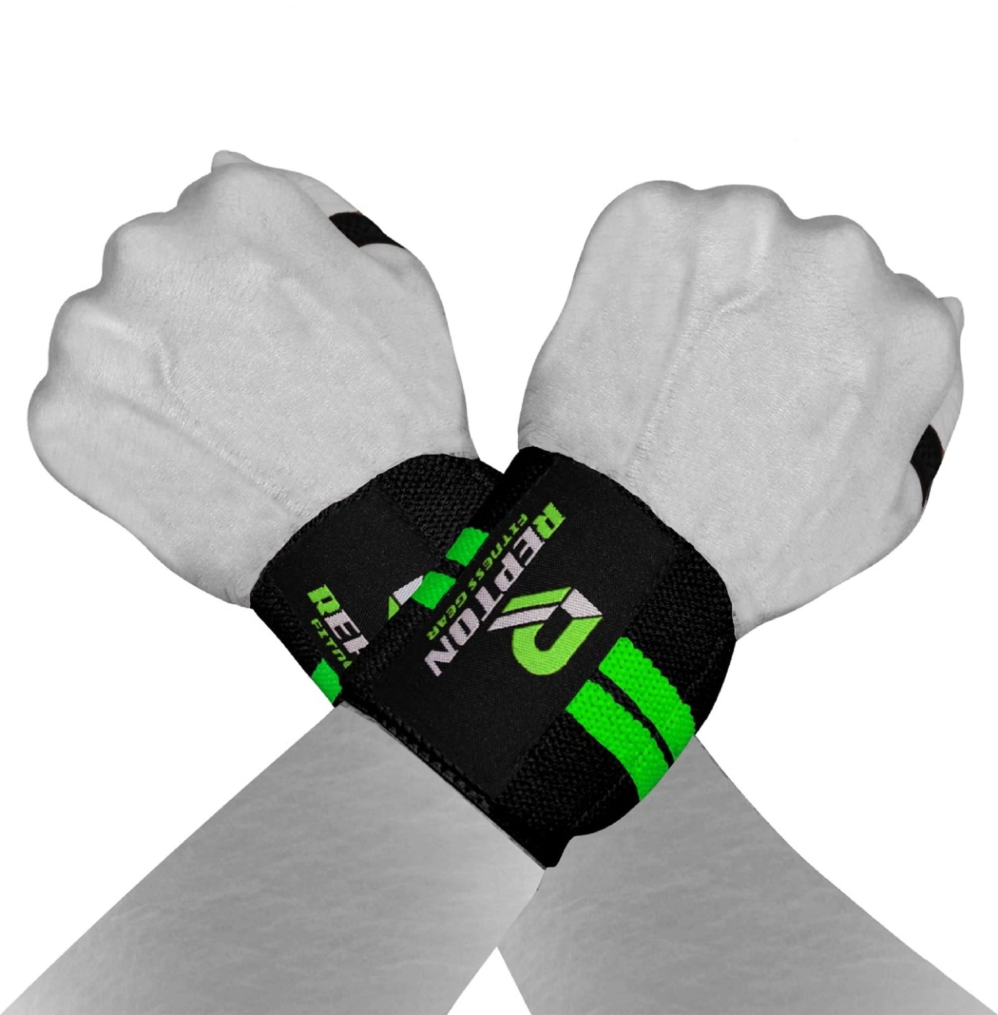 Weightlifting Wrist Wraps - Professional Grade with Thumb Loops - Wrist Support Braces - Men & Women - Weight Lifting, Crossfit, Powerlifting, Strength Training Straps (Black & Green, 13)