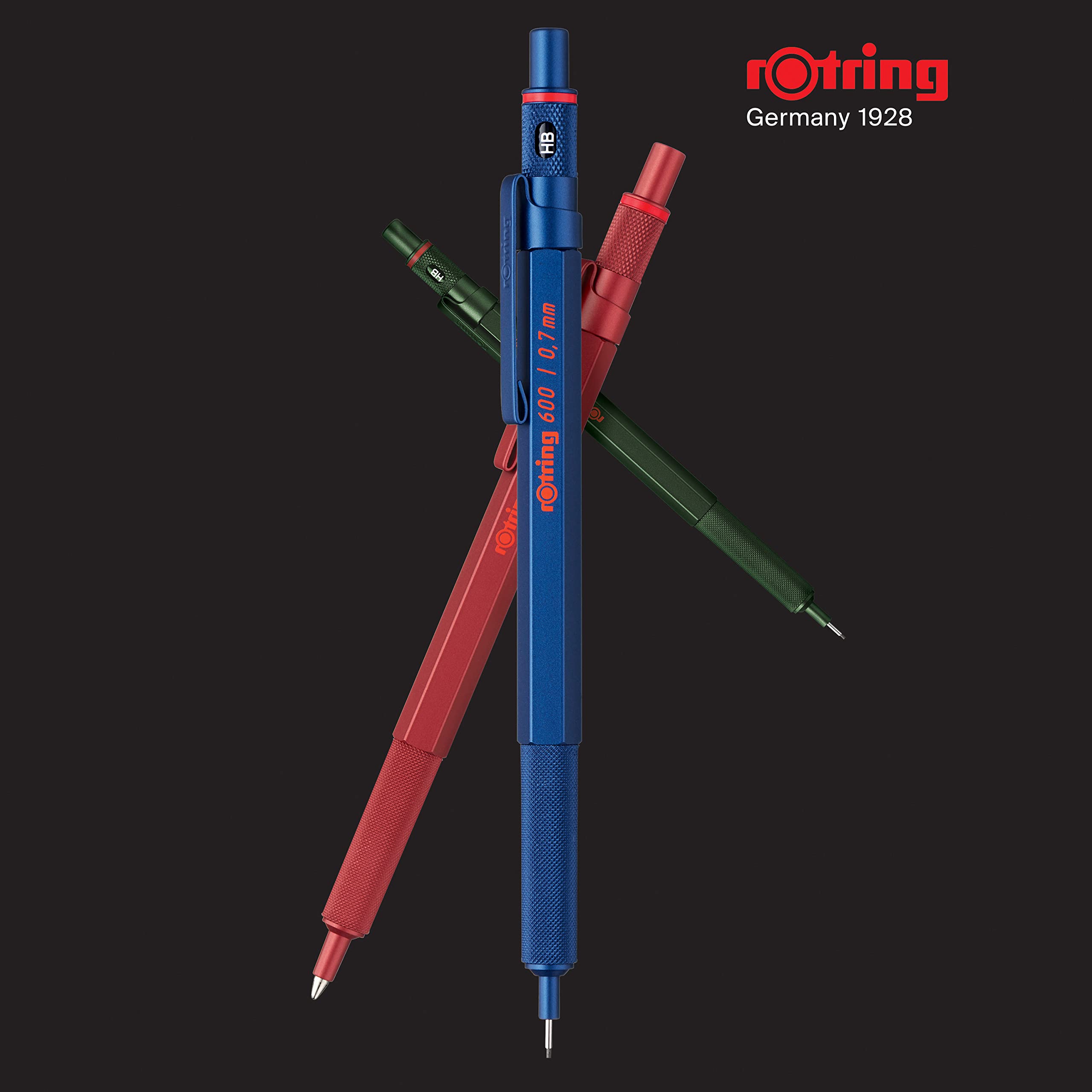 rOtring 600 Mechanical Pencil   0.7 mm   Blue All-Metal Body Propelling Pencil   Non-Slip Knurled Grip & Hexagonal Barrel