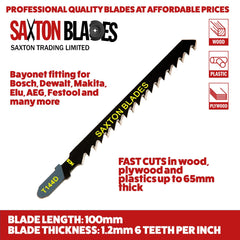 15 x Saxton Jigsaw blades Wood T144D fit Bosch, Dewalt, Hitachi, Makita, Festool, Milwaukee etc