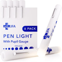 JFA Medical Disposable Pen Torch Light with Pupil Gauge, Pack of 6