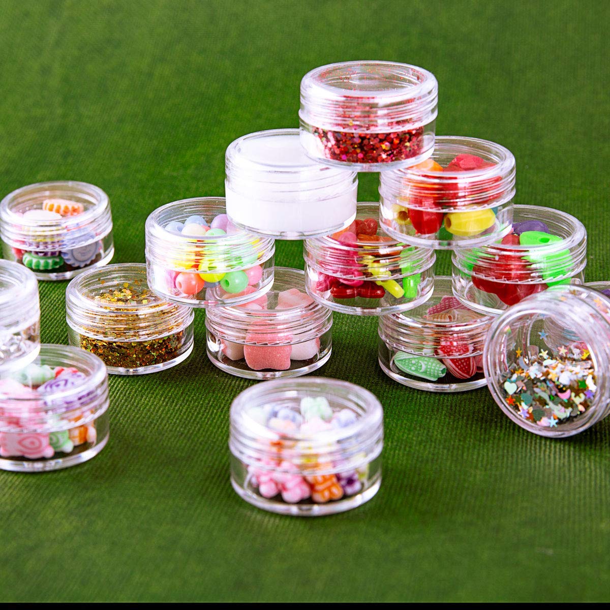 60 Pieces Empty Sample Pots, 5g / 5ml Clear Plastic Travel Cosmetic Container Jars for Creams, Sample, Make-Up Storage