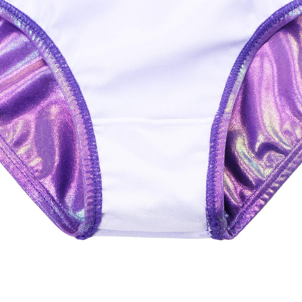 ZNYUNE Girls One Piece Blue Gradient Color Sparkle Leotard Dancing Ballet Gymnastics Athletic Leotards for Little Girl B182 Purple 12A